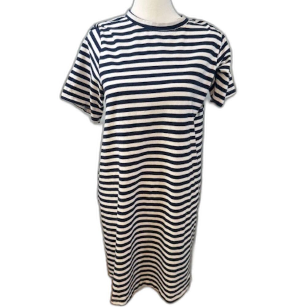 Pomander Place Striped T-Shirt Dress Size M Navy White Cotton Nautical‎